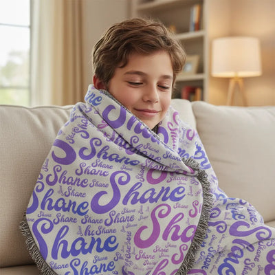 Custom Name Woven Blanket - Word Cloud | Shopify Product Personalizer