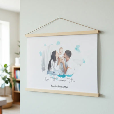 Custom Watercolor Canvas Wall Hang - Photo & Texts