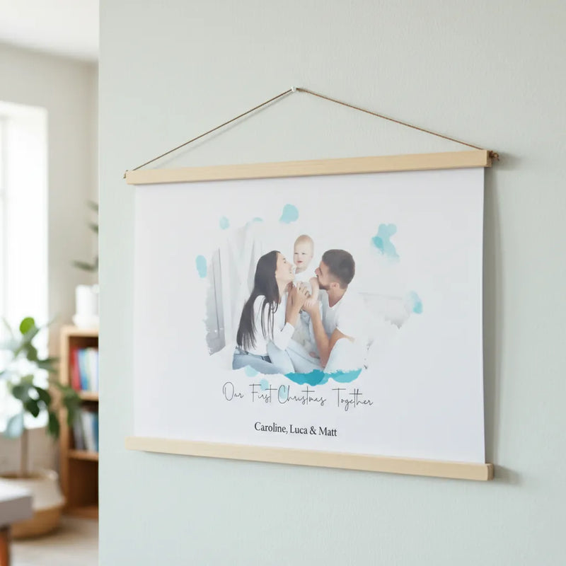 Custom Watercolor Canvas Wall Hang - Photo & Texts