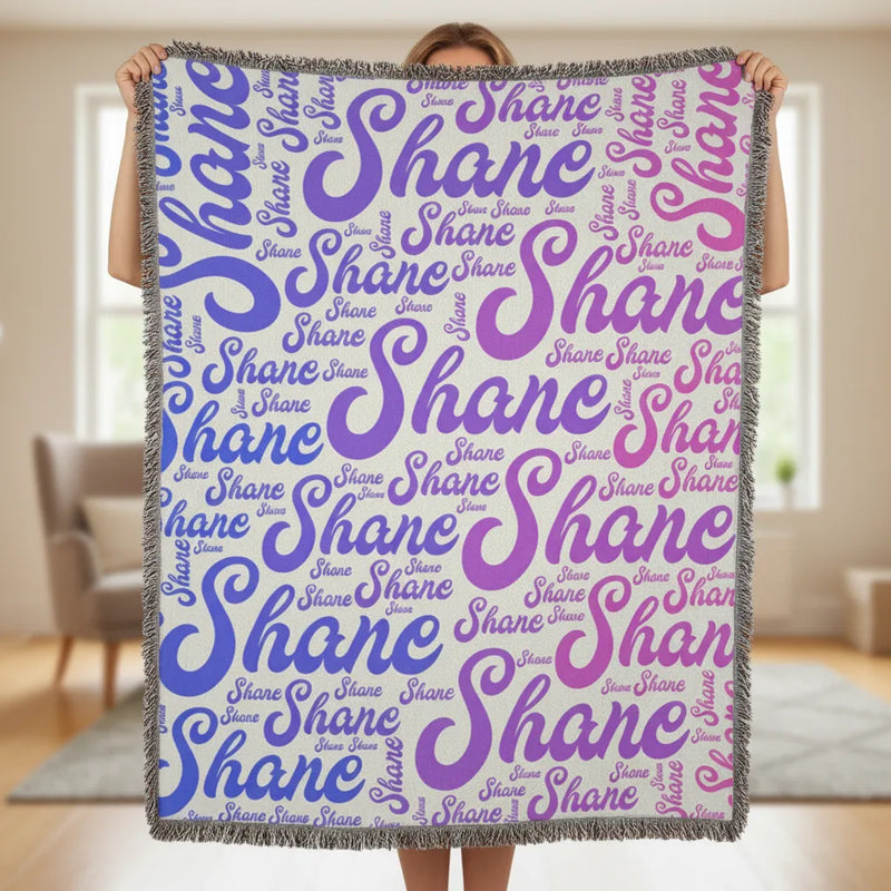 Custom Name Woven Blanket - Word Cloud | Shopify Product Personalizer