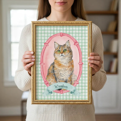 Personalized Pet Portrait Frame – Custom Painting Style with Name