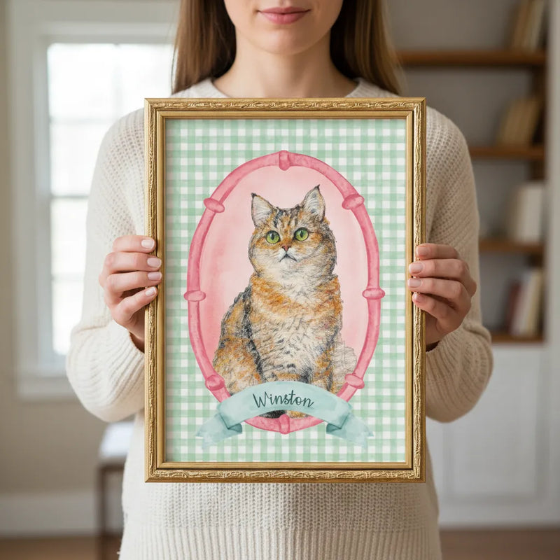 Personalized Pet Portrait Frame – Custom Painting Style with Name