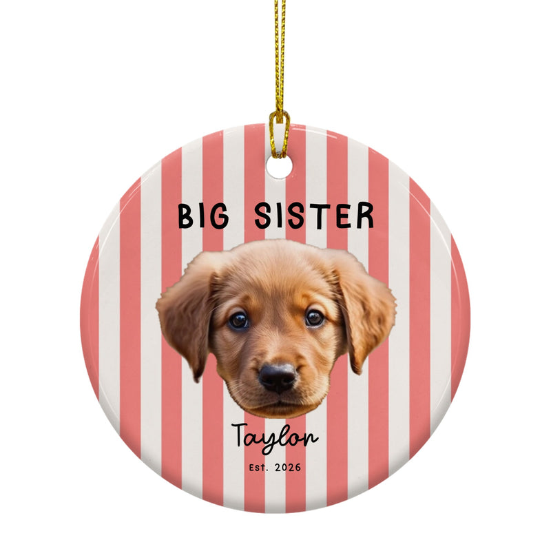 Custom Big Brother/Sister Round Ceramic Ornament | Shopify Product Personalizer