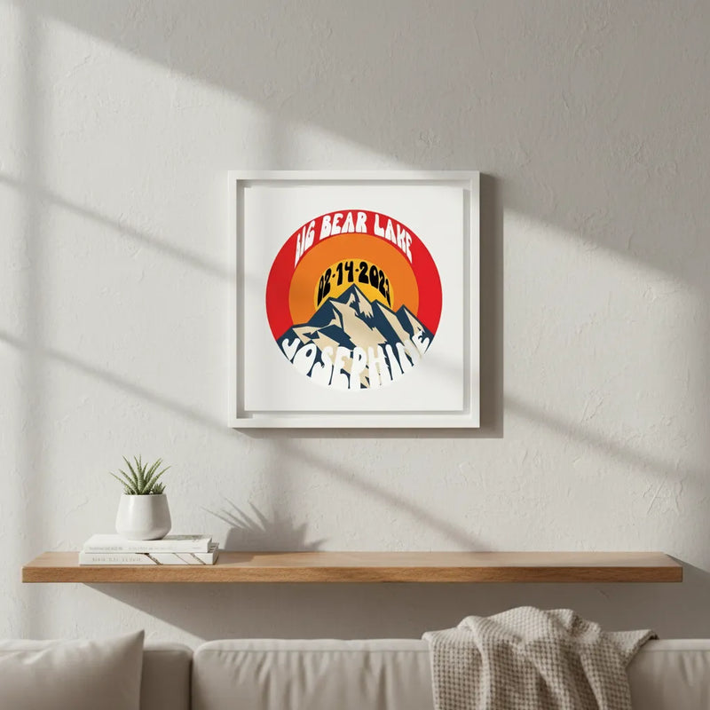 Custom Framed Canvas Mountains Warped Text