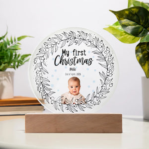 Custom Circle Acrylic Plaque - My First Christmas | Shopify Product Personalizer