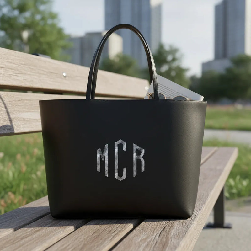 Custom Leather Tote Bag - Monogram (Extra Price)