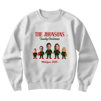 Custom Face-Cut Unisex Sweatshirt - Elf Family | Shopify Product Personalizer