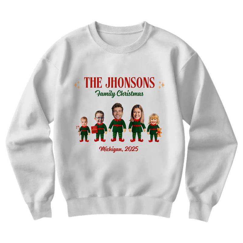 Custom Face-Cut Unisex Sweatshirt - Elf Family | Shopify Product Personalizer