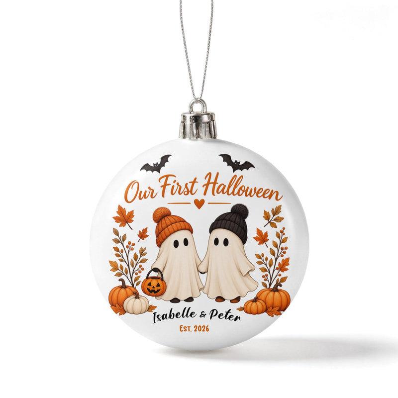 Custom Our First Halloween Flat Ball Ornament | Shopify Product Personalizer