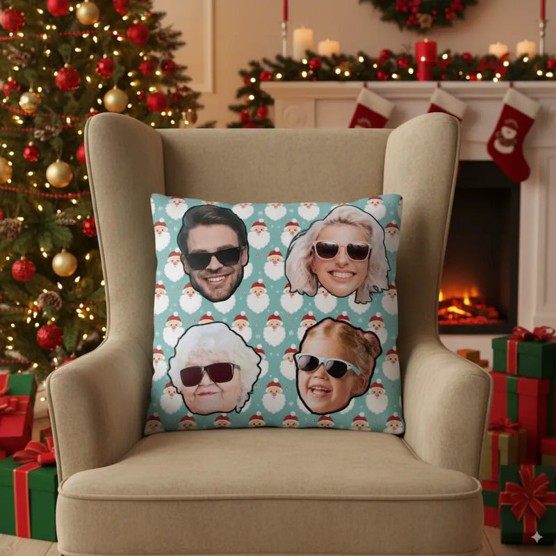 Custom Christmas Pillow 12 x 12 - Family Photos