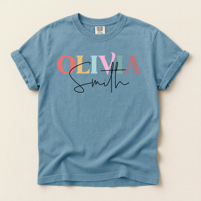 Custom Name Unisex Heavyweight Adult Tee | Shopify Product Personalizer