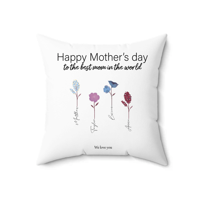 Custom Faux Suede Square Pillow for Mother's Day