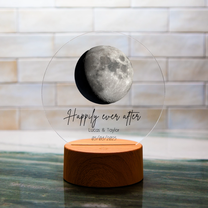 Custom Acrylic Plaque with LED Base - Moon Phase