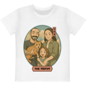 Custom Family Love Kids T-Shirt - Ghibli style