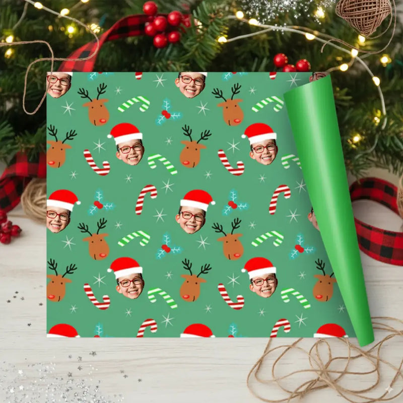 Custom Selfie Santa Wrapping Paper