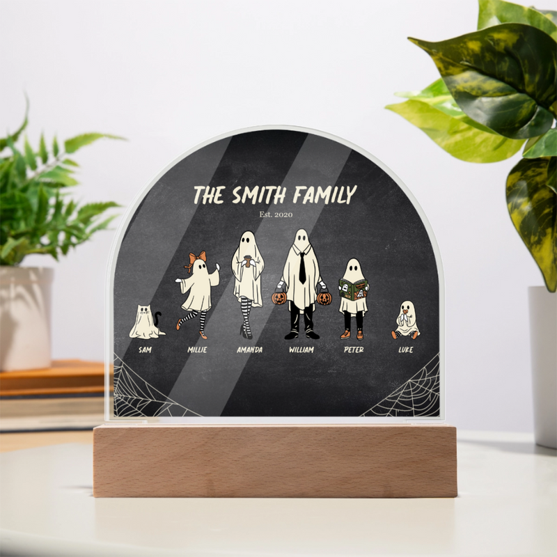 Custom Halloween Acrylic Dome Plaque | Ghost Family Portrait