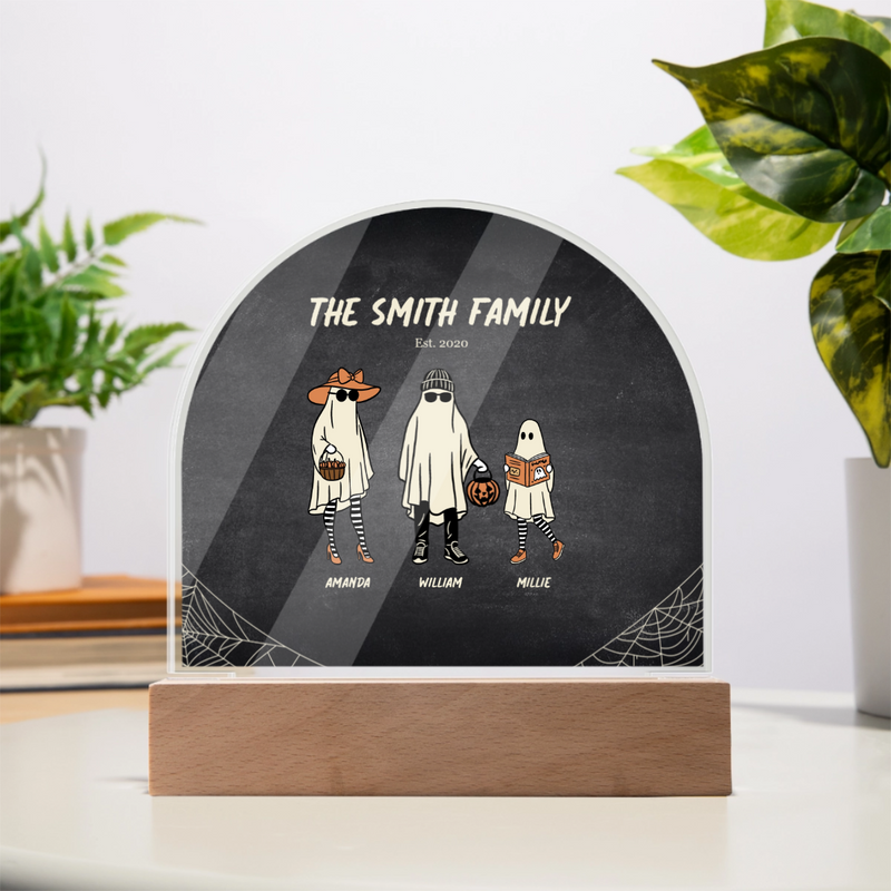 Custom Halloween Acrylic Dome Plaque | Ghost Family Portrait