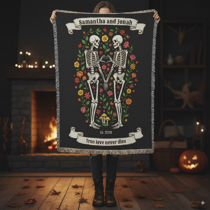 Custom Halloween Blanket - True Love Never Dies | Shopify Product Personalizer