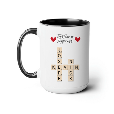 Custom Crossword Coffee Mug 15oz - Together is Happiness