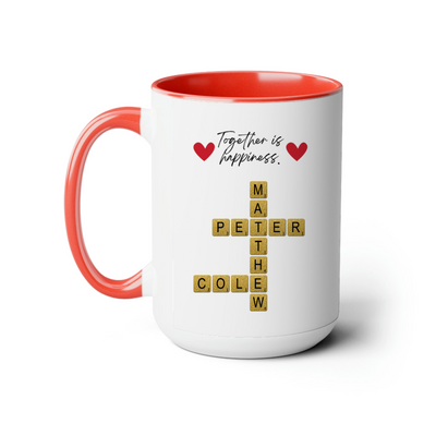 Custom Crossword Coffee Mug 15oz - Together is Happiness