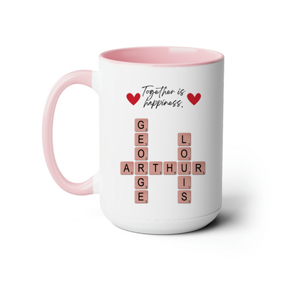 Custom Crossword Coffee Mug 15oz - Together is Happiness