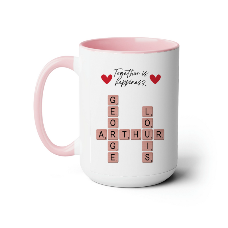 Custom Crossword Coffee Mug 15oz - Together is Happiness
