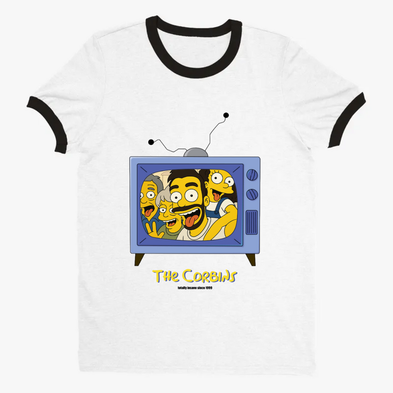 Custom Family Ringer T-Shirt - Simpsons Style | Shopify Product Personalizer